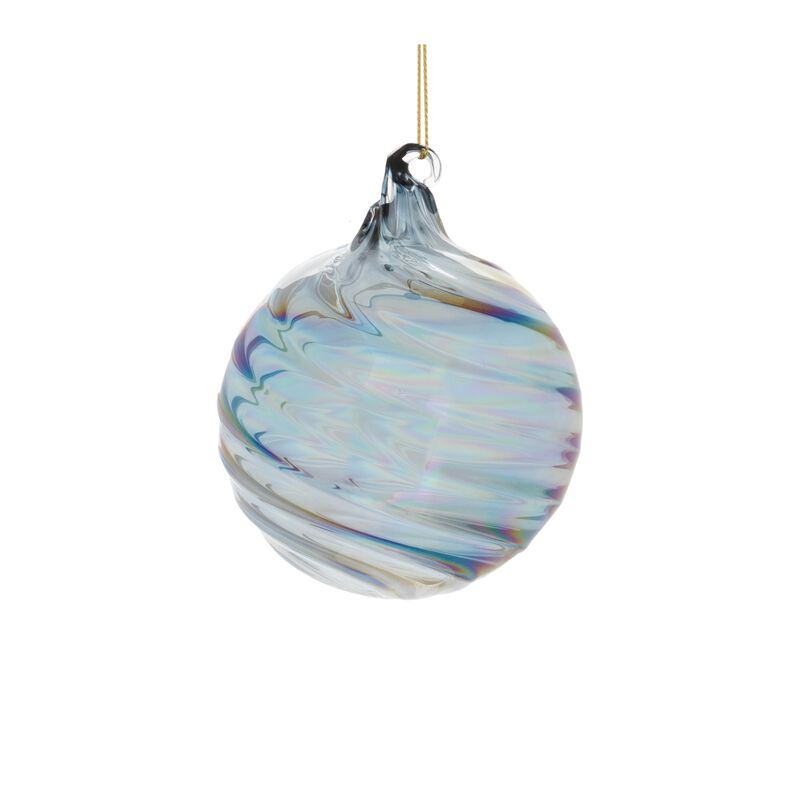 Iridescent Swirl Glass Baubles (Set of 12) &ndash; Elegant Ornaments for Glam, Winter Wonderland, or Minimalist Christmas Decor