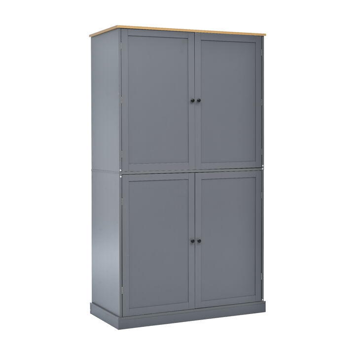 Merax Extra-Large 4-Door Kitchen Storage Pantry with 8 Door Racks, Slide-Out Drawers