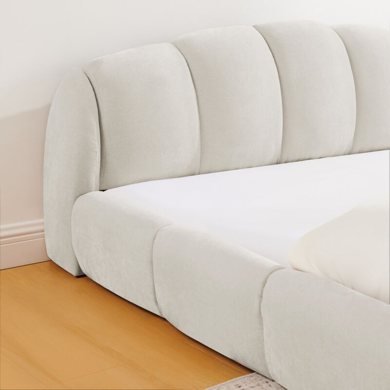 Nefjad Chenille Upholstered Platform Bed Frame image number 3