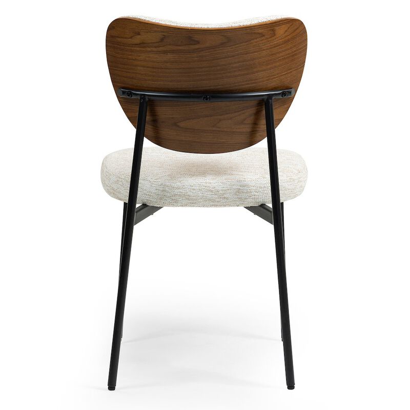 Glamour Home Set of 2 Bethel Beige Washed Woven Fabric Dining Chair with Black Metal Legs