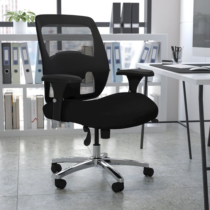 Flash Furniture 500 lb. Rated Black Mesh Executive Office Chair with Ratchet Back image number 1