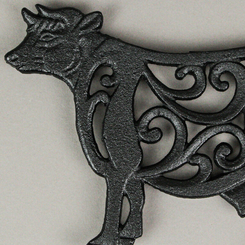 Set of 3 Black Cast Iron Farm Animal Kitchen Trivets Decorative Wall Hanging Art image number 7