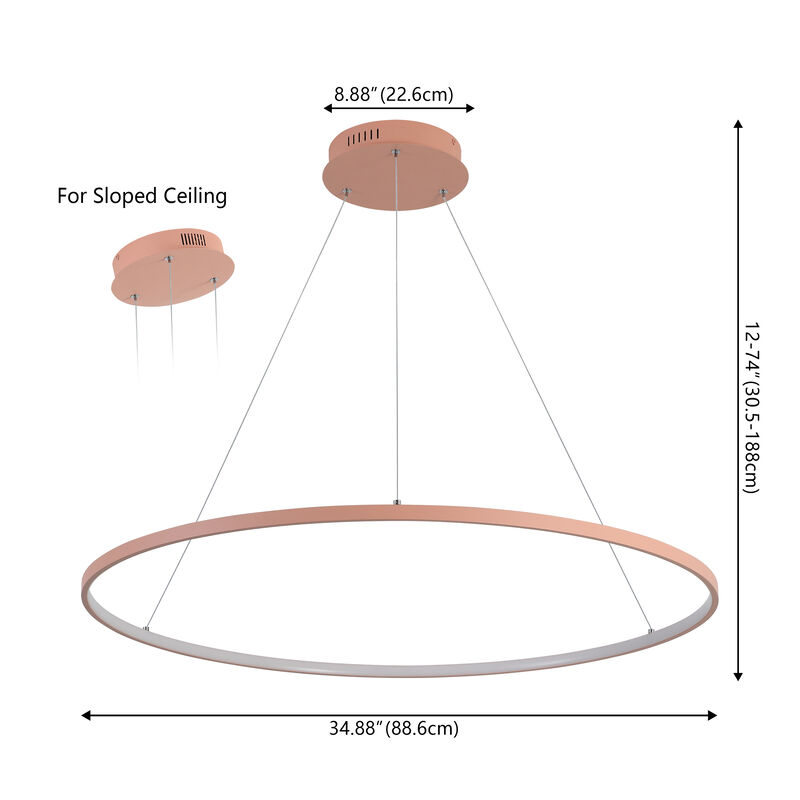 Brice Modern Contemporary Metal Round Dimmable Integrated LED Pendant image number 3