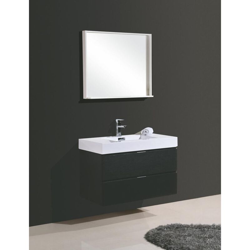 Kubebath Bliss 36 Black Wall Mount Modern Bathroom Vanity