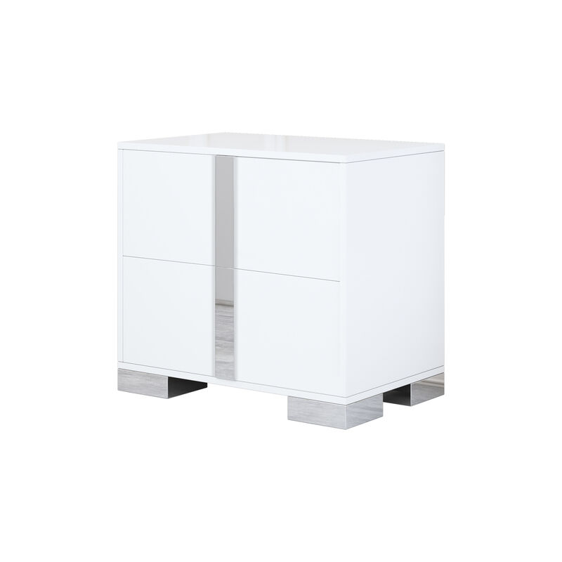 2-Drawer Mirrored Nightstand Bedside Table image number 4