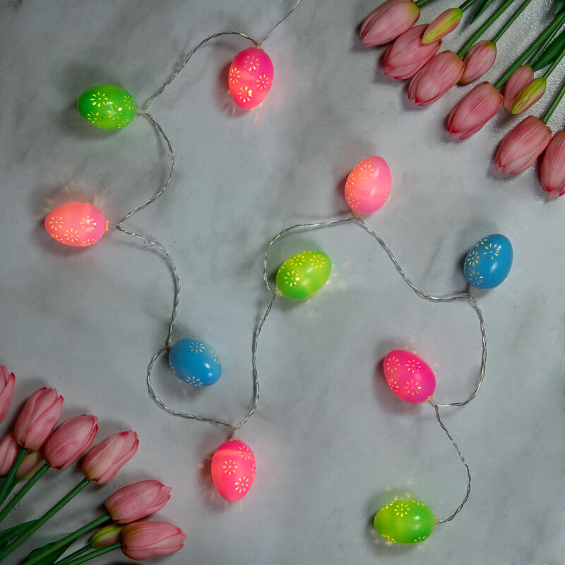 10-Count Multi-Color Easter Egg LED String Lights  4.5ft  Clear Wire