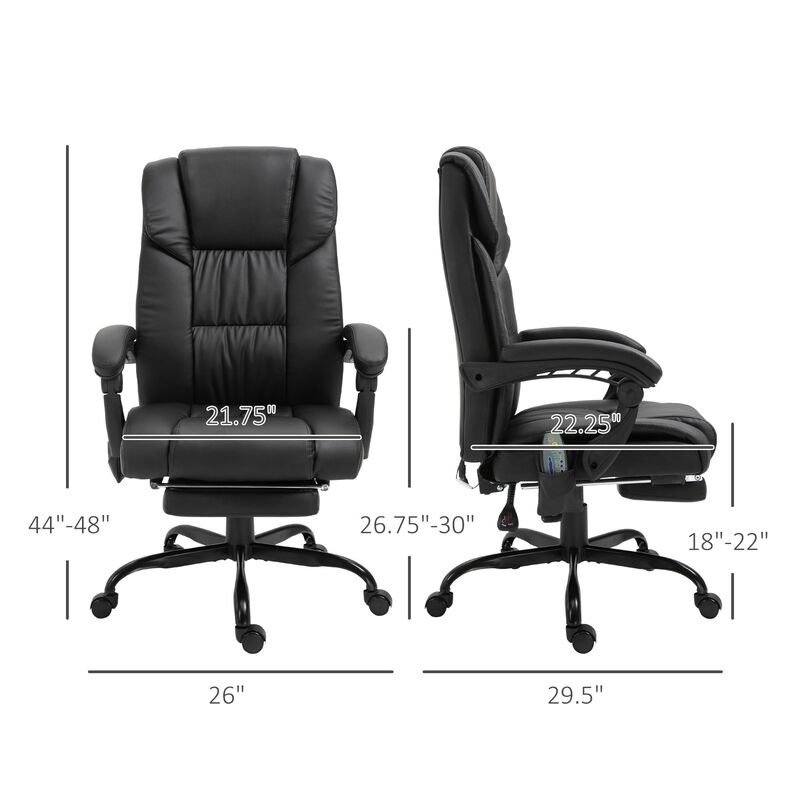 High Back Massage Office Desk Chair with 6-Point Vibrating Pillow, Computer Recliner Chair with Adjustable Lumbar Support, Black