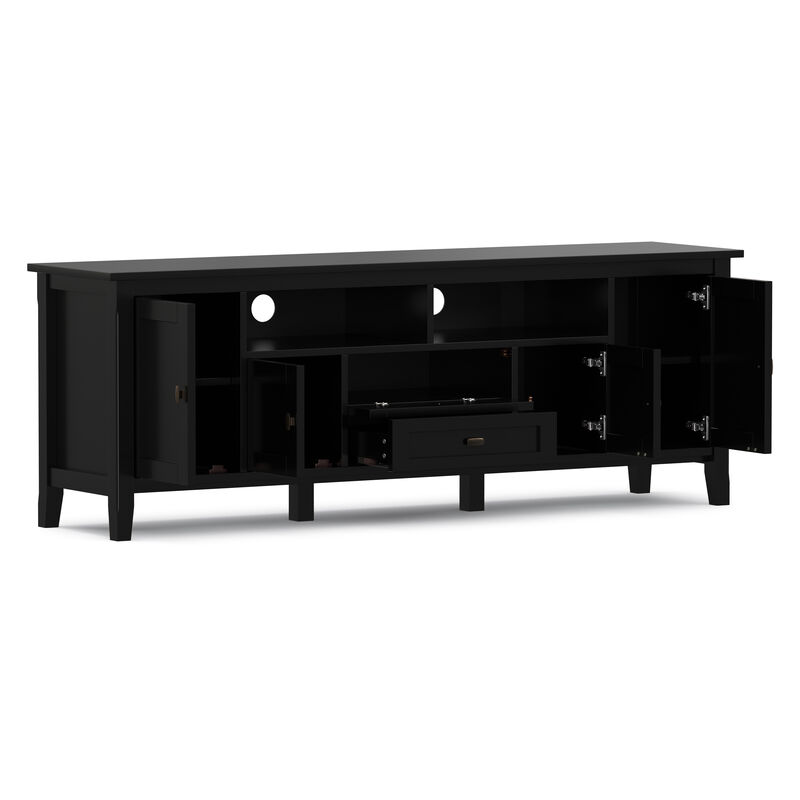 Warm Shaker SOLID WOOD 72 inch Wide Transitional TV Media Stand in Black For TVs up to 80 inches image number 4