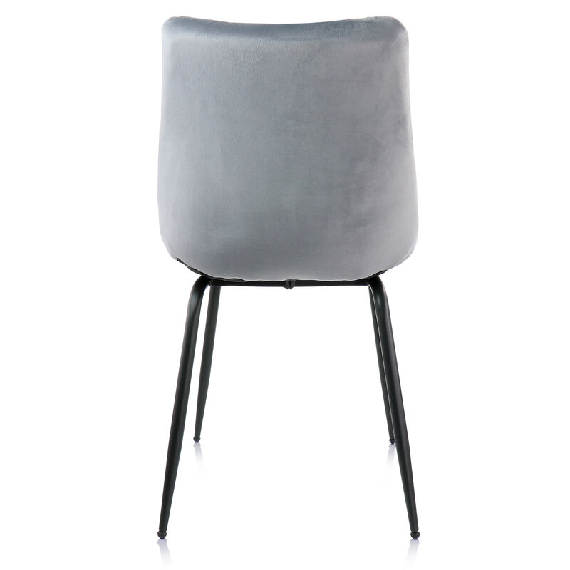 Elama 2 Piece Velvet Tufted Chair in Gray with Black Metal Legs image number 5