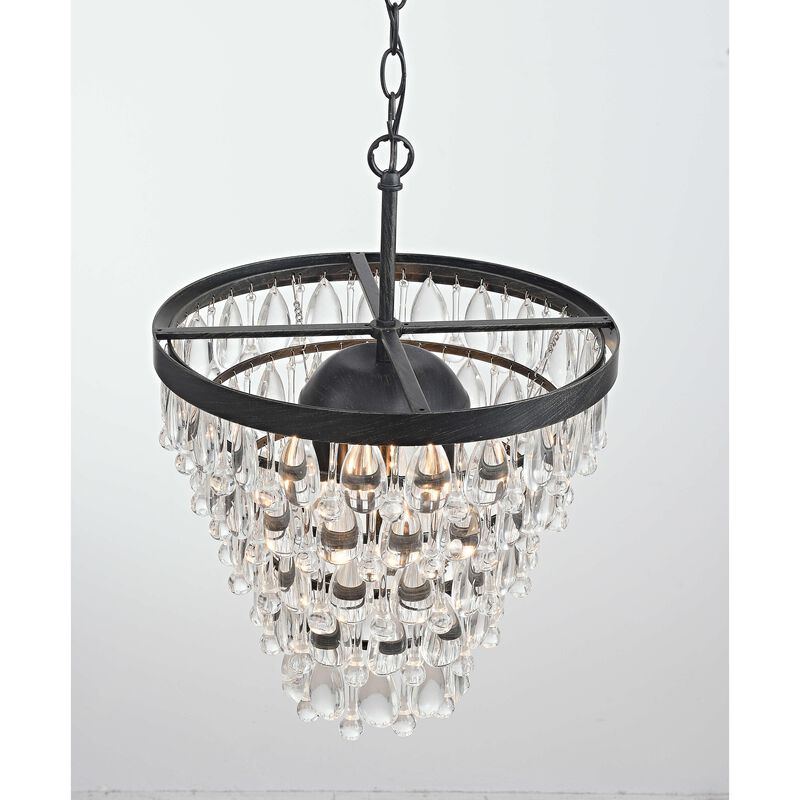 Celeste Antique Black 4-light Crystal Teardrop Round Chandelier - 14 inches in diameter x 19.5 inches H image number 6