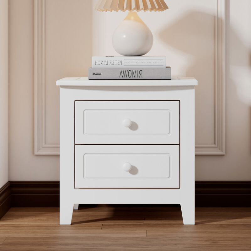 Mid-Century Retro 2-Drawer Nightstand Bedside Table image number 3