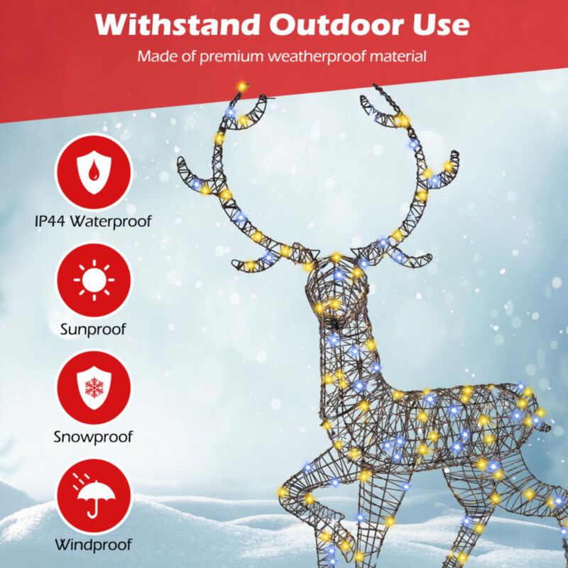 Hivvago 4.6 Feet Pre-Lit Christmas Reindeer with 170 Cold and Warm LED Lights
