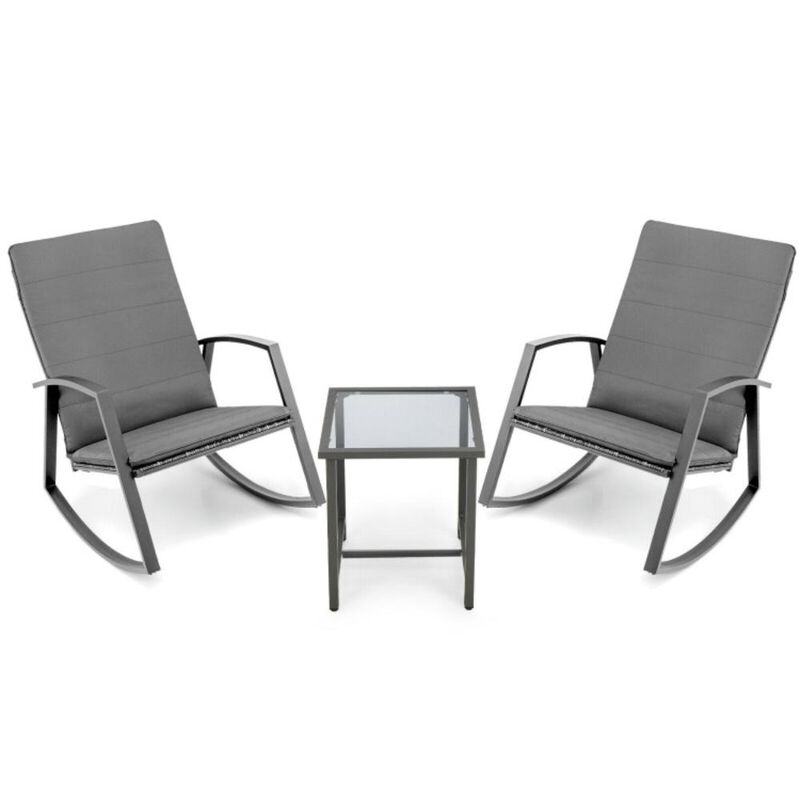 Hivvago 3 Pieces Patio Rattan Rocking Furniture Set