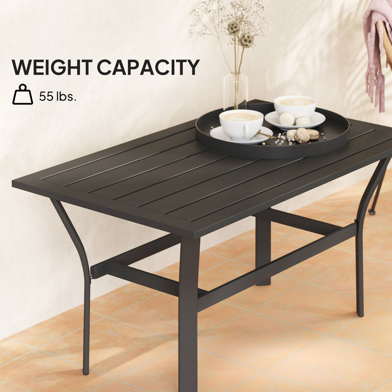 Hivvago Outdoor Metal Coffee Table with Slatted Top image number 5