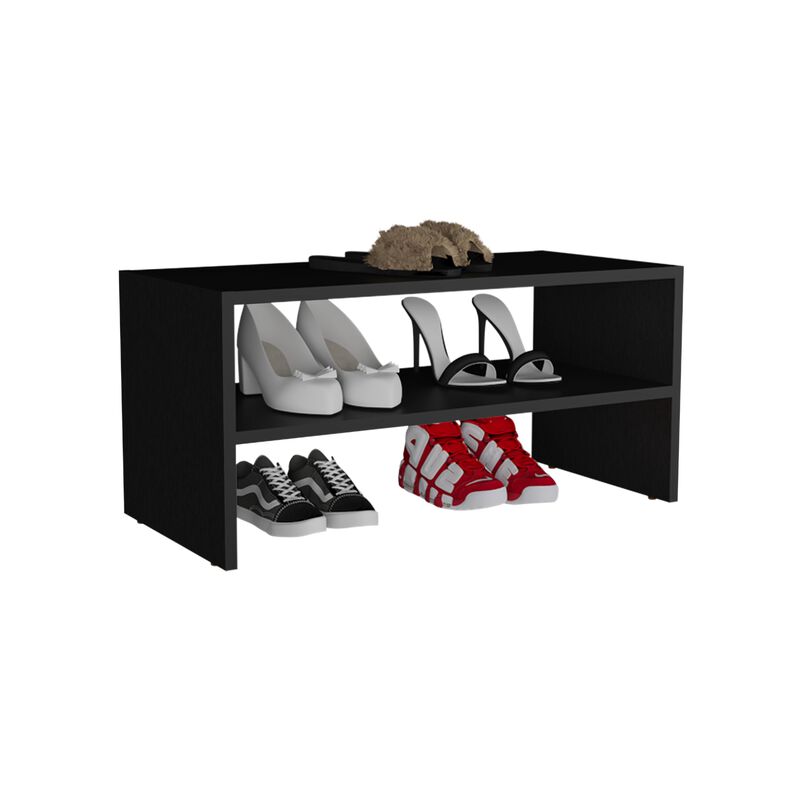 Ferry Shoe Rack 13.7" H, with 2 Shelves, White
