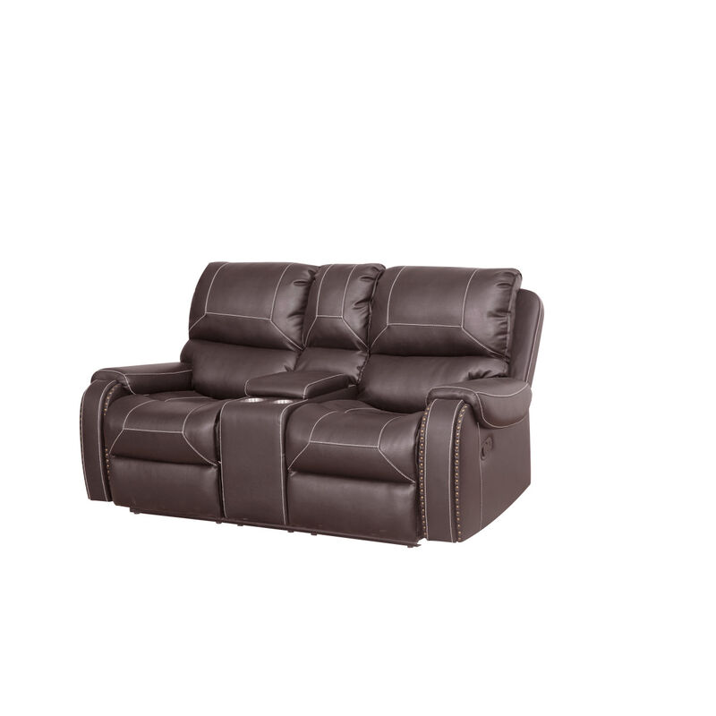 Faux Leather Reclining Sofa Couch Loveseat Sofa for Living Room Brown