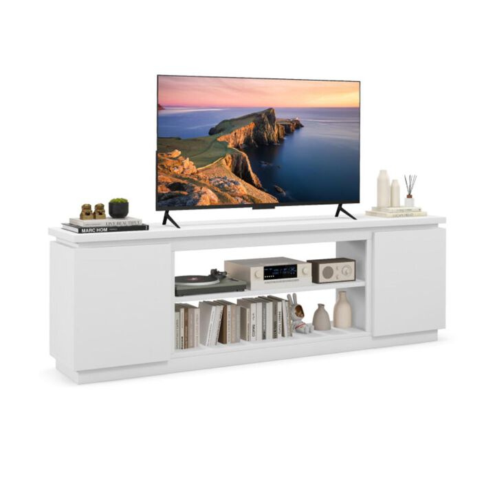 Hivvago TV Cabinet with 3 Adjustable Shelves and Anti-Tipping Kits for TVs up to 80 Inch