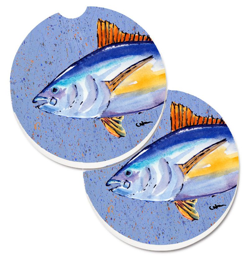 Caroline's Treasures Tuna Fish Set of 2 Cup Holder Car Coasters 8535CARC, 2.56, Multicolor