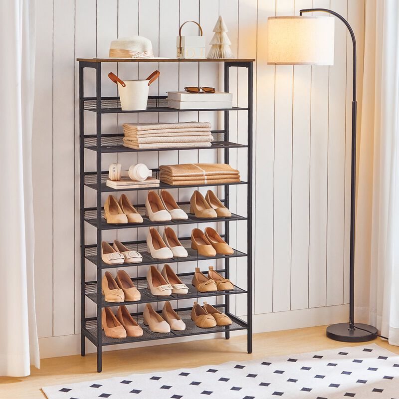 Wooden 8-Tier Shoe Rack, Large Capacity Shoe Organizer image number 5