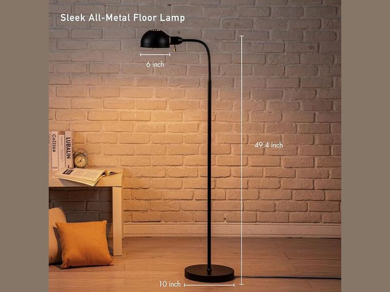 Adjustable Floor Lamp with Gooseneck Rotatable Shade E26 Socket Black image number 2