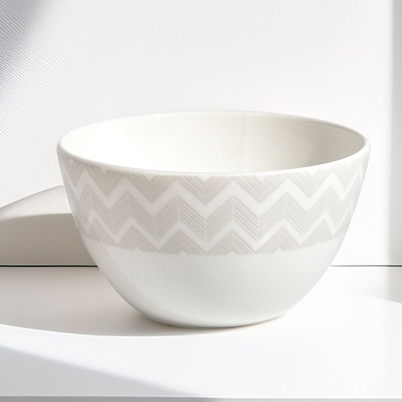 Rice Bowls ZIG ZAG WHITE Set of 6, diam. 4.45", H 2.36" image number 2