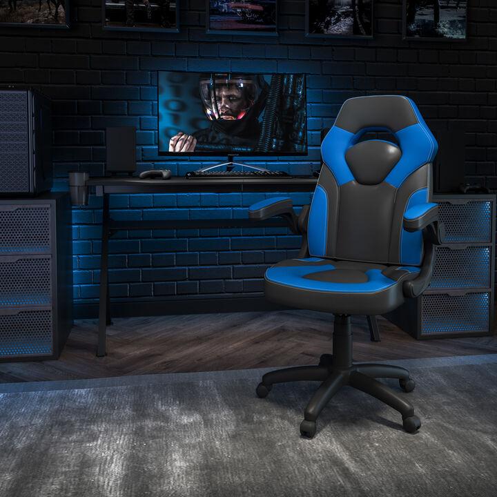 X10 Gaming Chair Racing Office Ergonomic Computer PC Adjustable Swivel Chair with Flip-up Arms, / LeatherSoft