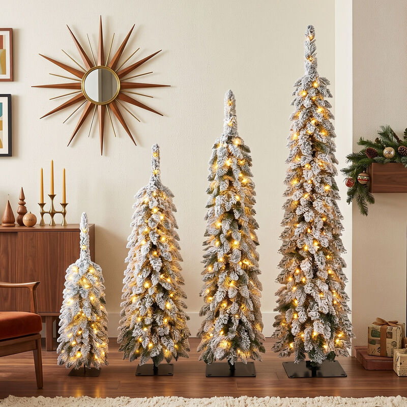 Menmir 4 Pack Pre-Flocked Christmas Trees image number 3
