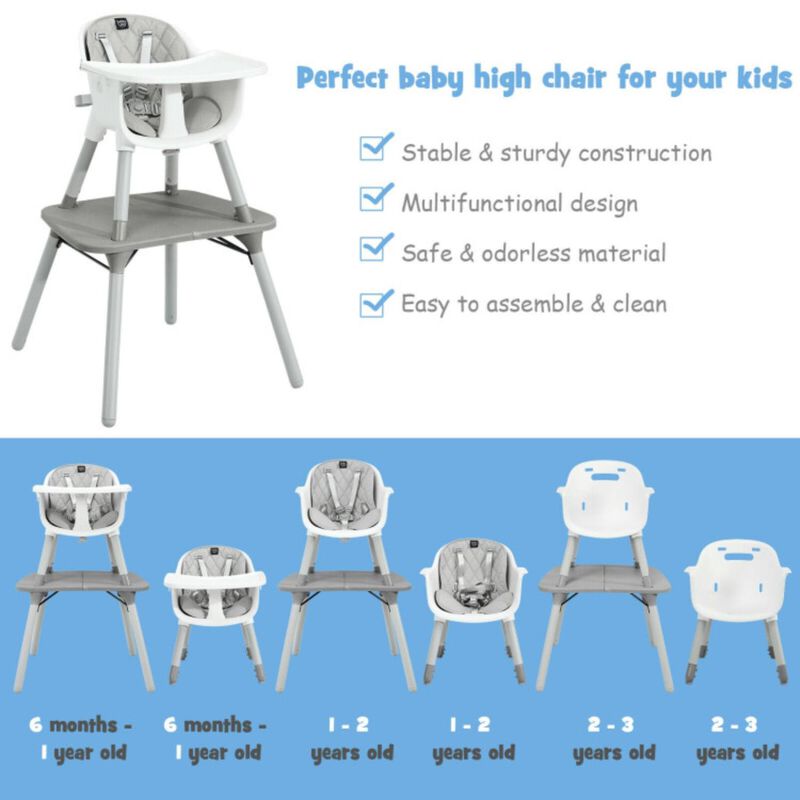 Hivvago 4-in-1 Baby Convertible Toddler Table Chair Set with PU Cushion