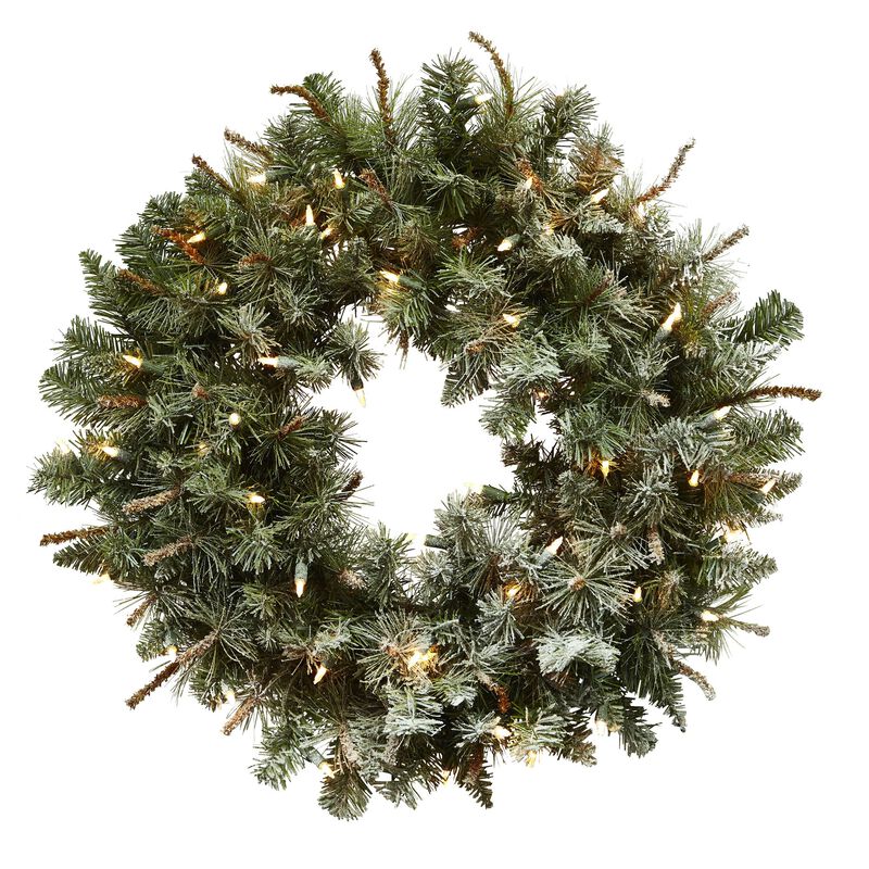 Hivvago 30" Lighted Frosted Pine Wreath