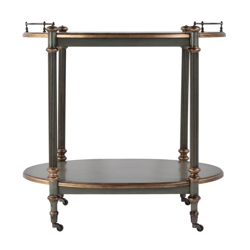 Butler Specialty 31 in. W Rectangular Wood 2 Tier Bar/Serving Cart on Casters, Pastel Green image number 3