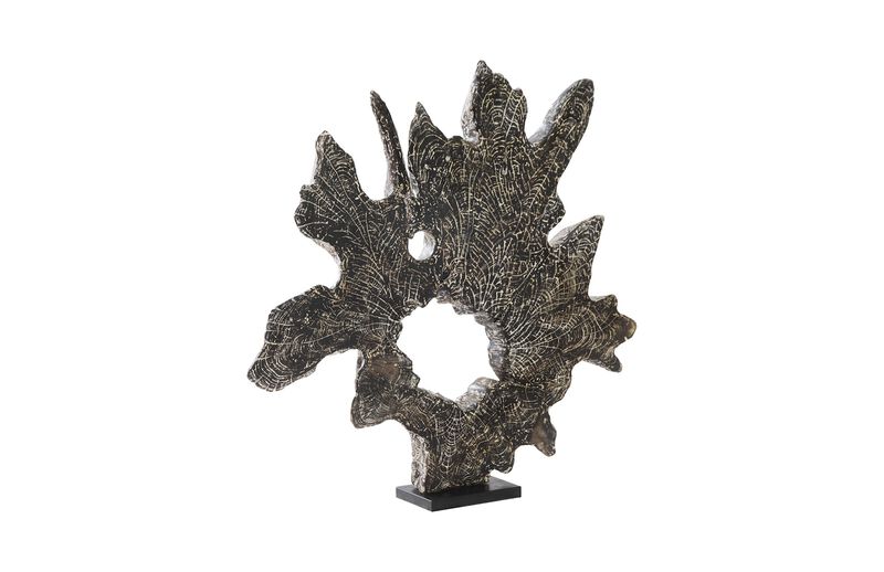 Teak Black Wash Sculpture on Stand