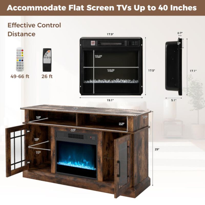 Hivvago TV Stand with Electric Fireplace LED Lights and Remote Controls for TVs Up to 40 Inch