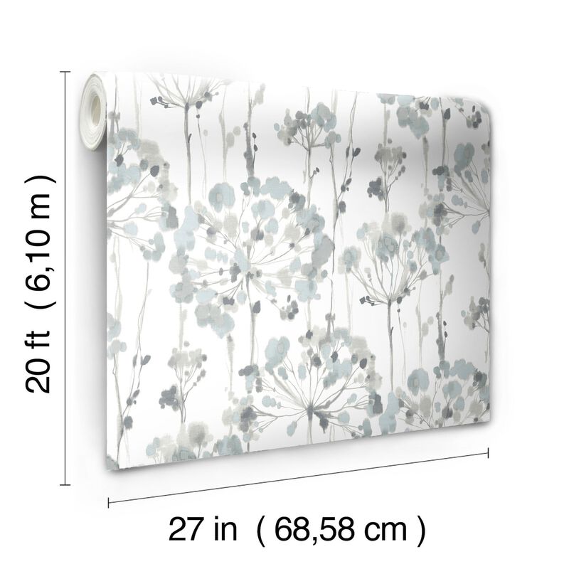 Flourish Sheer Blue & Grey Peel & Stick Wallpaper (Double Roll) image number 7