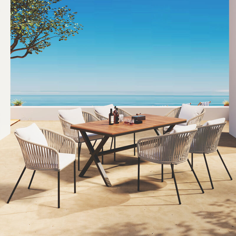 Merax  7 Pieces Outdoor Patio Dining Set
