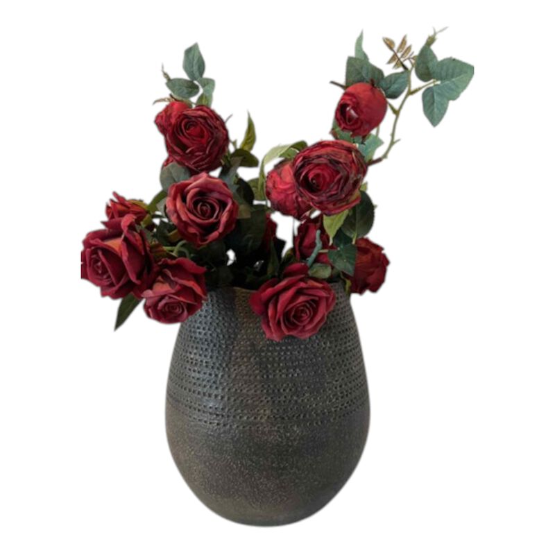13x11" Pierced Clay Vase, Brown image number 1