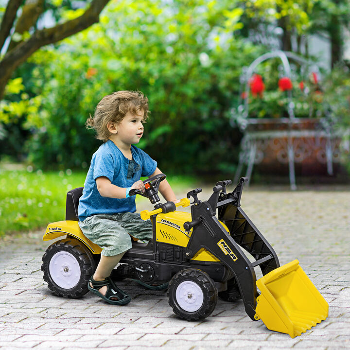 BreeBe Kids Ride on Excavator, Pedal Go Kart with Front Loader Digger