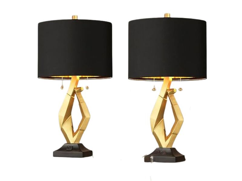 Modern Table Lamps Set Of 2 For Living Room Bedroom Office Black image number 0