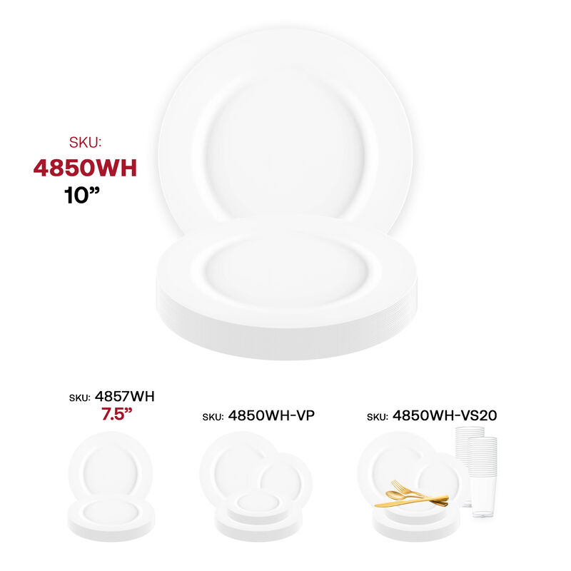 10" Matte Milk White Round Plastic Dinner Plates (120 Plates) image number 4
