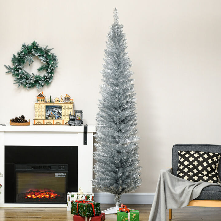 BreeBe 7' Slim Artificial Pencil Christmas Tree with 499 Tips