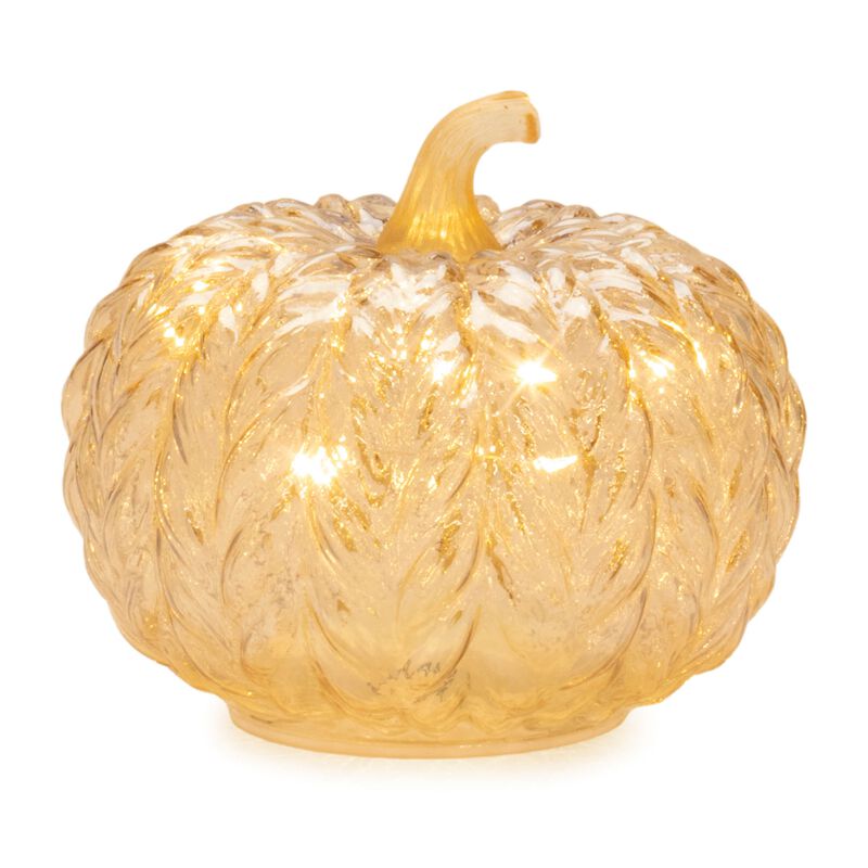 Set of 3 Light-Up Mercury Glass Pumpkins for Festive Fall or Thanksgiving Decor