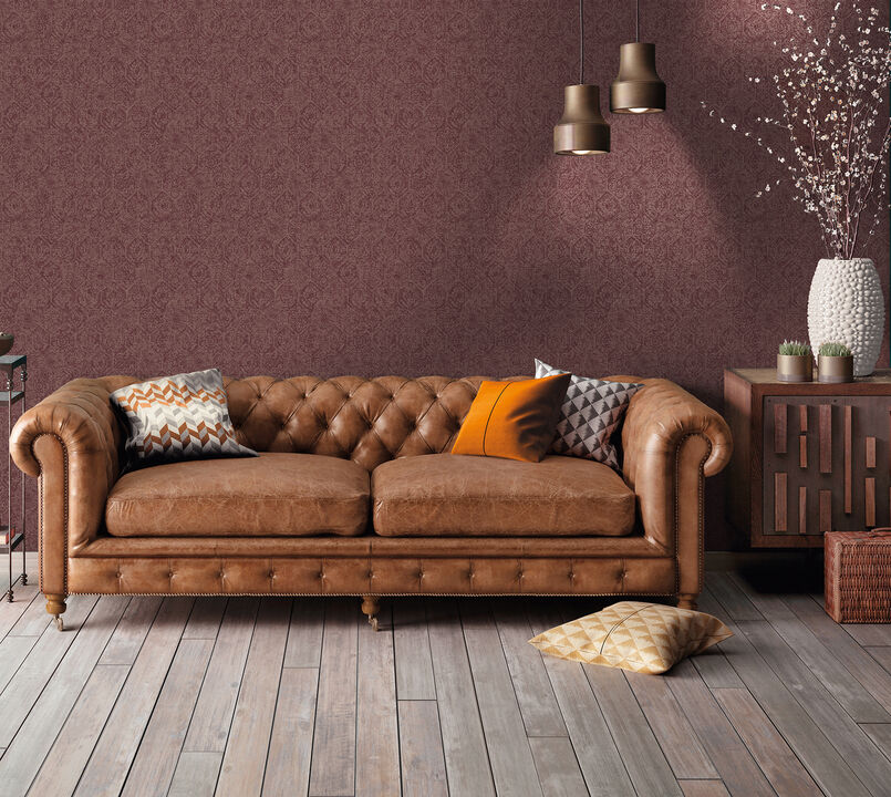 Edsel Maroon Geometric Wallpaper