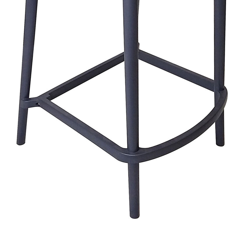 Celin 30 Inch Barstool Chair, Set of 4, Stackable, Mesh, Curved Seat, Gray - Benzara