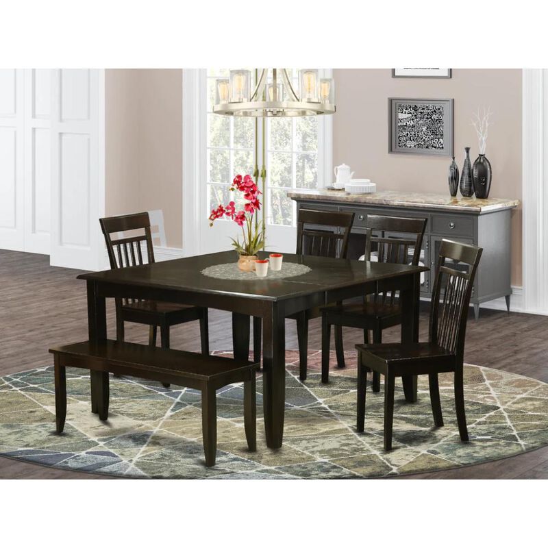 6 Pc Dining set with bench-Kitchen Table with Leaf and 4 Kitchen chair Plus Bench.