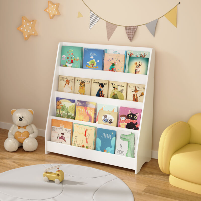 4-Tier Children’s Bookshelf – Toddler Book Display Shelves for Home & Classroom