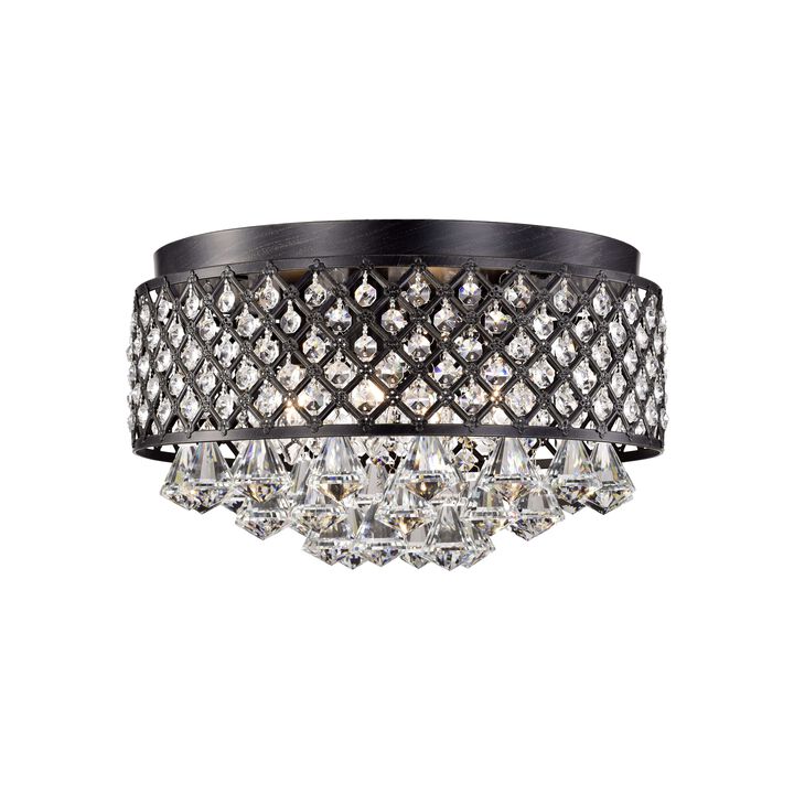 Vanessa 4-light 15" Antique Black Flush Mount Chandelier