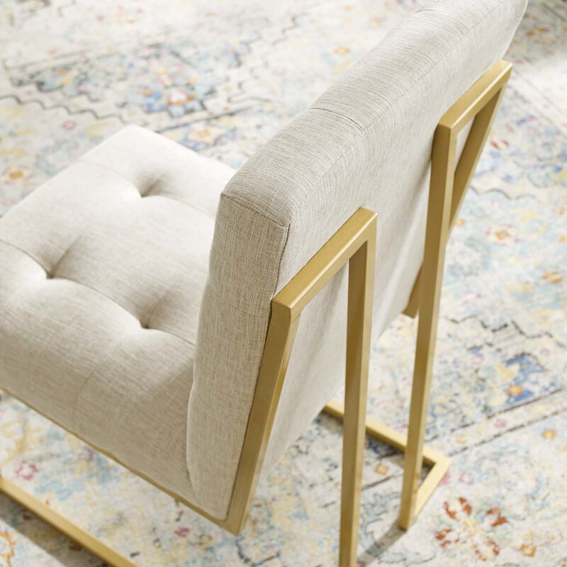 Privy Gold Stainless Steel Upholstered Fabric Dining Accent Chair image number 6