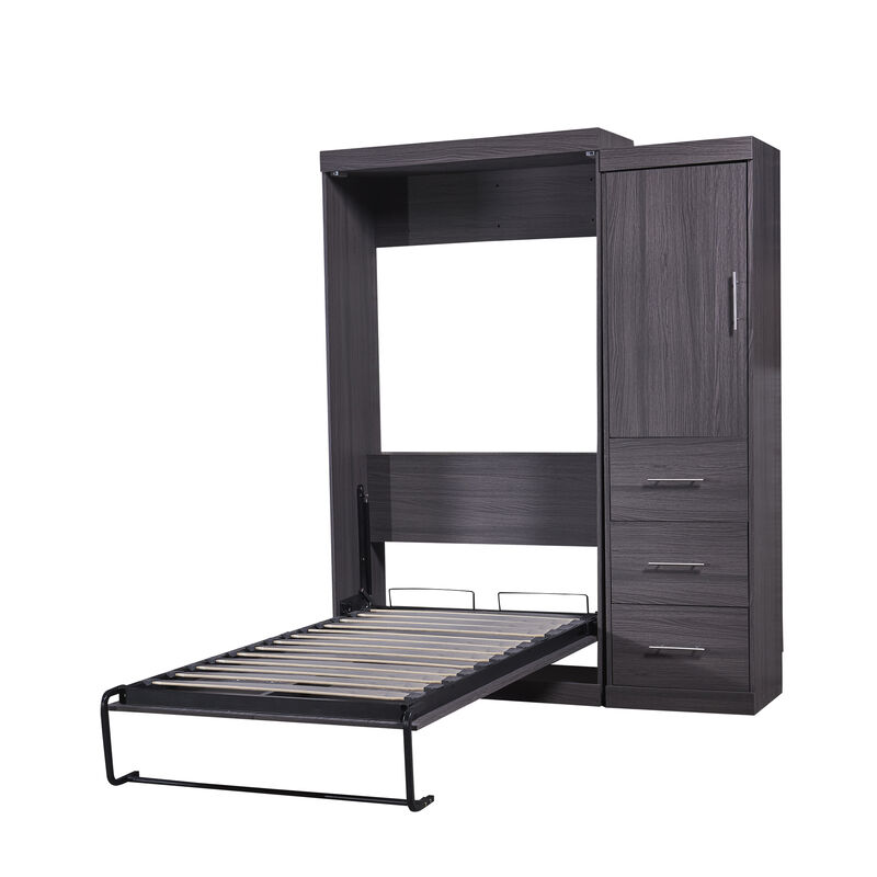 Whisen Murphy Bed with Wardrobe and Drawers, Storage Bed, can be Folded into a Cabinet