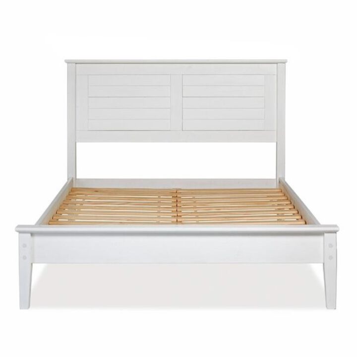 Hivvago Contemporary White Solid Pine Platform Bed in Queen Size