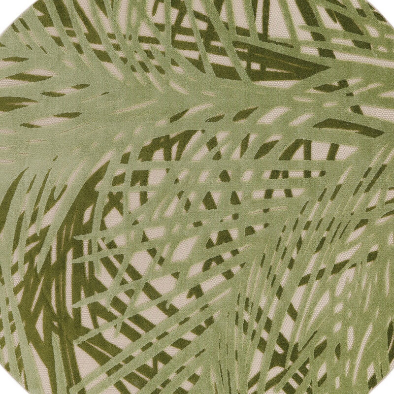 HomeRoots 8' Ivory And Green Round Palm Leaf Indoor Outdoor Area Rug image number 2
