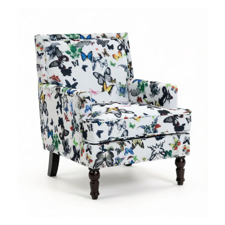 GOODSILO Upholstered Accent Armchair with Striped Fabric and Nailhead Trim, Comfortable Padded Seating for Living Room and Home Use
